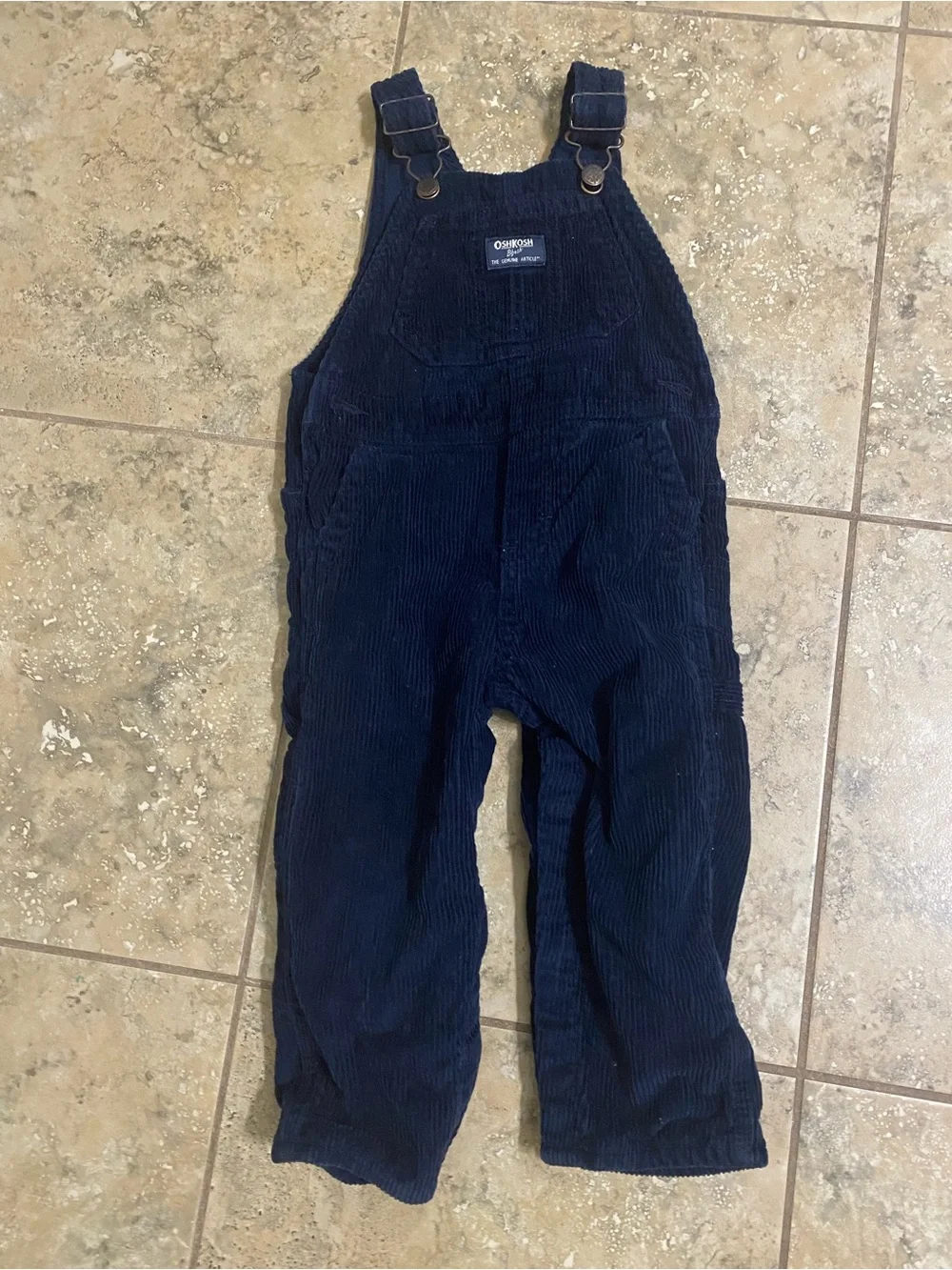 OshKosh B'gosh Navy Blue Iconic Cotton Corduroy Kids 24mo Cottagecore Overalls